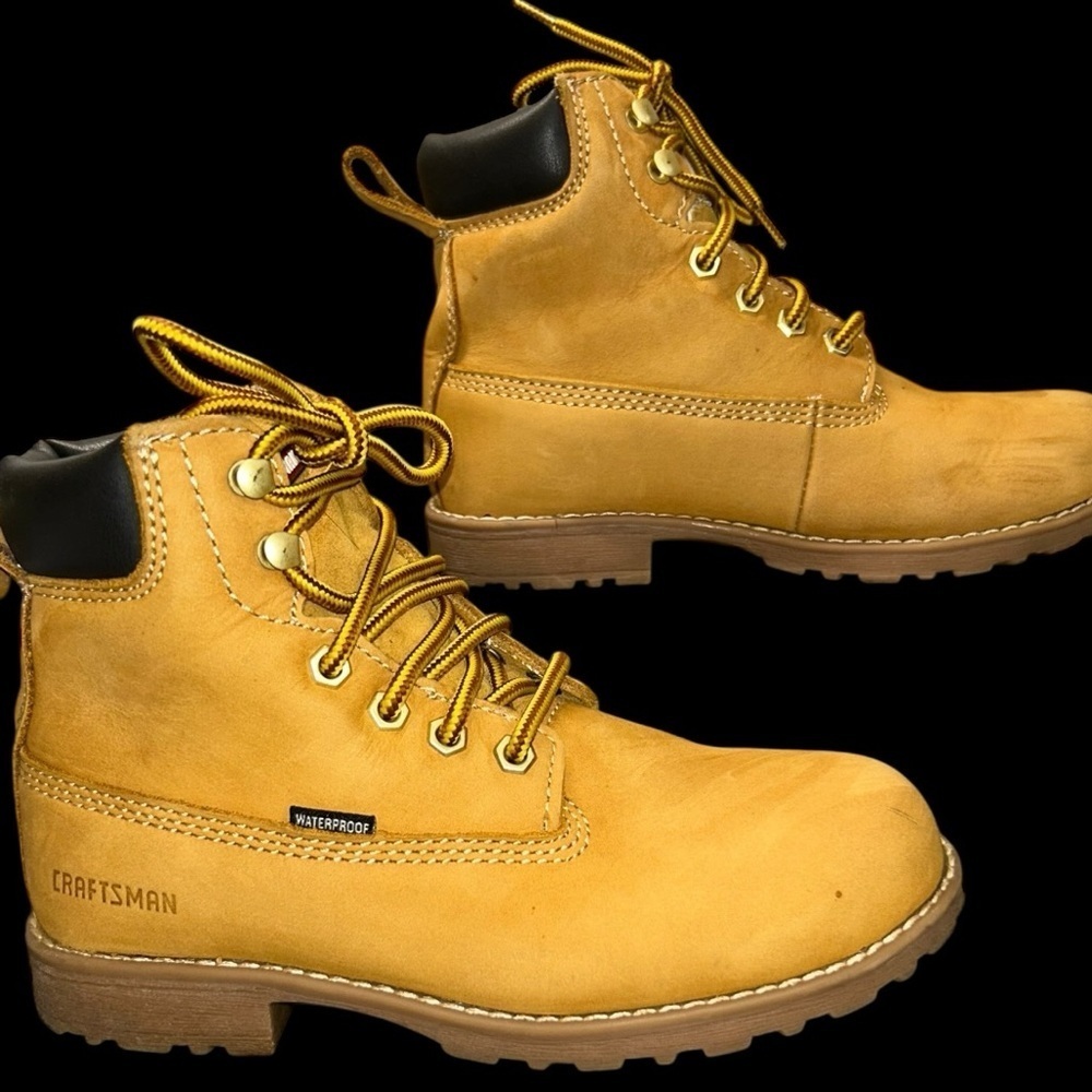 CRAFTSMAN BOYS “work” hiking BOOTS SIZE 4 BROWN/ TAN - Picture 14 of 16